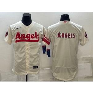 MLB Angels Blank Cream Baseball Logo Nike Flexbase Men Jersey
