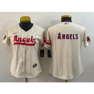 MLB Angels Blank Cream Nike Cool Base Women Jersey