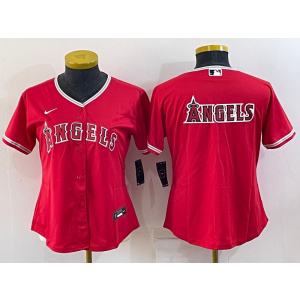 MLB Angels Blank Red Nike Cool Base Women Jersey