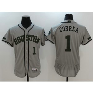 MLB Astros 1 Carlos Correa Gray 2017 Memorial Day Flexbase Men Jersey