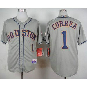 MLB Astros 1 Carlos Correa Grey Cool Base Men Jersey