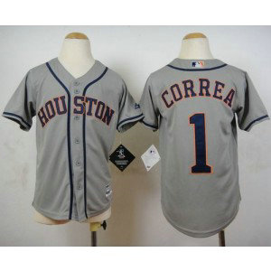 MLB Astros 1 Carlos Correa Grey Cool Base Youth Jersey