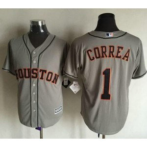 MLB Astros 1 Carlos Correa Grey New Cool Base Men Jersey