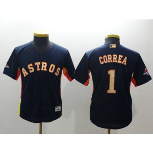 MLB Astros 1 Carlos Correa Navy 2018 Gold Program Cool Base Youth Jersey