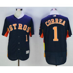 MLB Astros 1 Carlos Correa Navy Flexbase Men Jersey