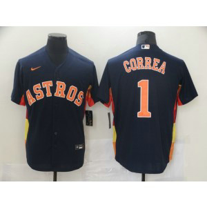 MLB Astros 1 Carlos Correa Navy Nike Cool Base Men Jersey