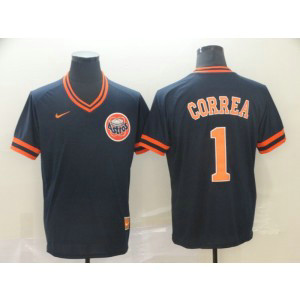 MLB Astros 1 Carlos Correa Navy Nike Cooperstown Collection Legend V-Neck Men Jersey