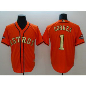 MLB Astros 1 Carlos Correa Orange 2018 Gold Program Cool Base Men Jersey