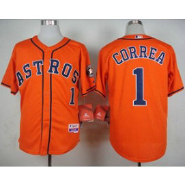 MLB Astros 1 Carlos Correa Orange Cool Base Men Jersey