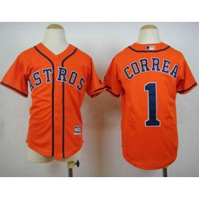 MLB Astros 1 Carlos Correa Orange Cool Base Youth Jersey
