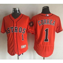MLB Astros 1 Carlos Correa Orange Flexbase Men Jersey