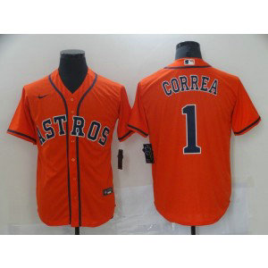 MLB Astros 1 Carlos Correa Orange Nike Cool Base Men Jersey