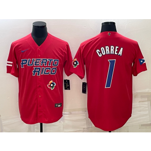 MLB Astros 1 Carlos Correa Red 2023 World Series Men Jersey 1