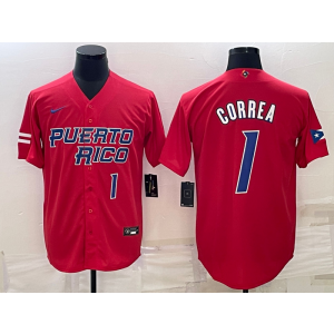 MLB Astros 1 Carlos Correa Red 2023 World Series Men Jersey