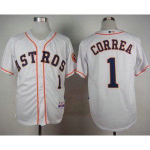MLB Astros 1 Carlos Correa White Cool Base Men Jersey