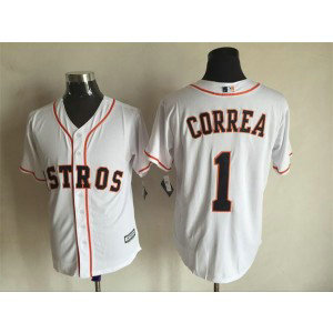 MLB Astros 1 Carlos Correa White New Cool Base Men Jersey