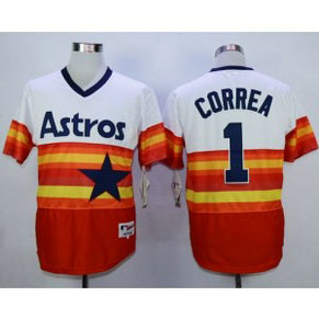 MLB Astros 1 Carlos Correa White Orange 1980 Turn Back The Clock Men Jersey