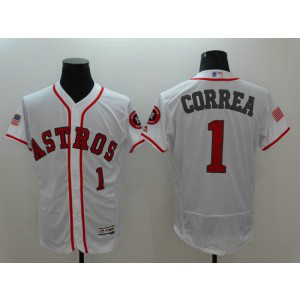 MLB Astros 1 Carlos Correa White Stars and Stripes Flexbase Men Jersey