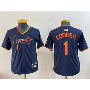 MLB Astros 1 Correa Navy Nike Cool Base Youth Jersey