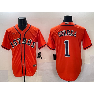 MLB Astros 1 Correa Orange Nike Cool Base Men Jersey