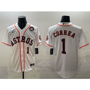 MLB Astros 1 Correa White Nike Cool Base Men Jersey