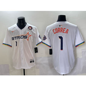 MLB Astros 1 Correa White Nike Cool Base Men Jersey