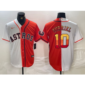 MLB Astros 10 GURRIEL Orange White Split Nike Cool Base Men Jersey