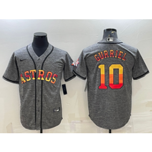 MLB Astros 10 Yuli Gurriel Grey Rainbow Nike Cool Base Men Jersey