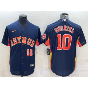 MLB Astros 10 Yuli Gurriel Navy With Path Cool Base Men Jersey