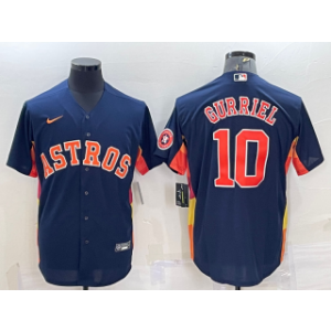 MLB Astros 10 Yuli Gurriel Navy With Path Nike Cool Base Men Jersey