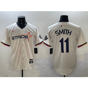 MLB Astros 11 Smith Cream Nike Cool Base Men Jersey