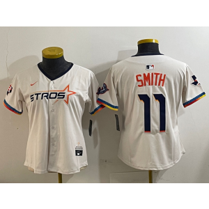 MLB Astros 11 Smith Cream Nike Cool Base Women Jersey