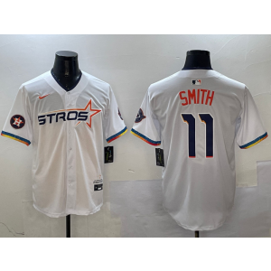 MLB Astros 11 Smith White City Nike Cool Base Men Jersey 2