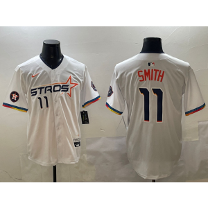 MLB Astros 11 Smith White City Nike Cool Base Men Jersey