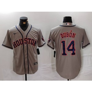 MLB Astros 14 Mauricio Dubó Grey Nike Cool Base Men Jersey