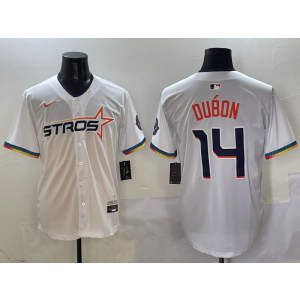 MLB Astros 14 Mauricio Dubó White City Nike Cool Base Men Jersey