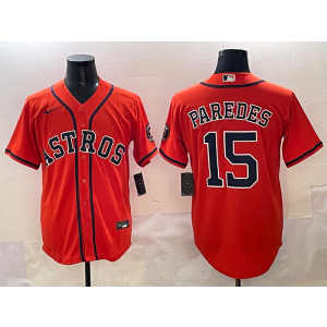 MLB Astros 15 Paredes Orange Nike Cool Base Men Jersey
