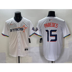 MLB Astros 15 Paredes White Nike Cool Base Men Jersey