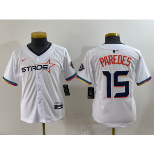 MLB Astros 15 Paredes White Nike Cool Base Youth Jersey