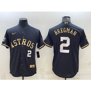 MLB Astros 2 Alex Bregman Black Gold 2020 Nike Flexbase Men Jersey