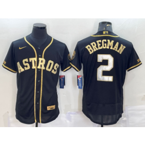 MLB Astros 2 Alex Bregman Black Gold Nike Flexbase Men Jersey