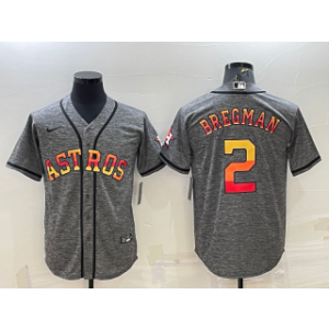MLB Astros 2 Alex Bregman Grey Rainbow Nike Cool Base Men Jersey