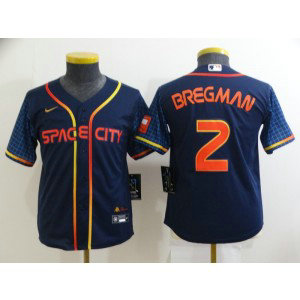 MLB Astros 2 Alex Bregman Navy 2022 City Connect Nike Cool Base Youth Jersey