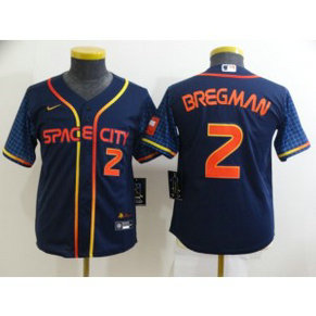 MLB Astros 2 Alex Bregman Navy 2022 City Connect Nike Youth Jersey