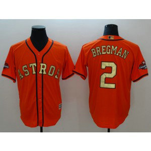 MLB Astros 2 Alex Bregman Orange 2018 Gold Program Cool Base Men Jersey