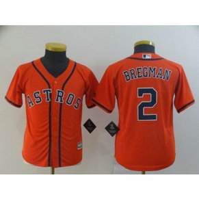 MLB Astros 2 Alex Bregman Orange Cool Base Youth Jersey