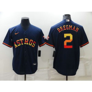 MLB Astros 2 Alex Bregman Rainbow Nike Cool Base Men Jersey