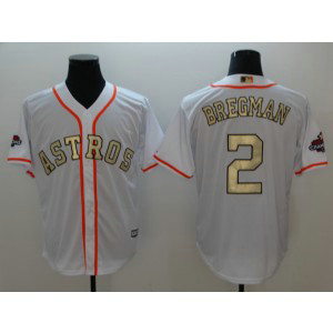 MLB Astros 2 Alex Bregman White 2018 Gold Program Cool Base Men Jersey