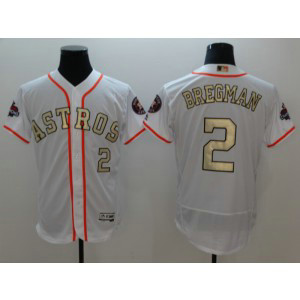 MLB Astros 2 Alex Bregman White 2018 Gold Program Flex Base Men Jersey
