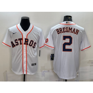 MLB Astros 2 Alex Bregman White With Patch Nike Cool Base Men Jersey